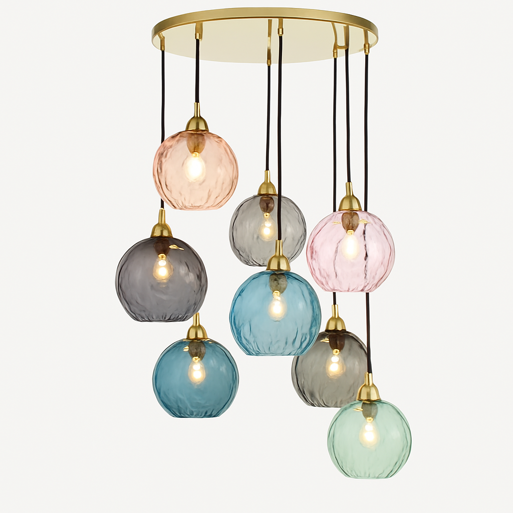lustre boule de verre moderne grain d'eau luminaire suspendu nordique - vue 3 sur 30