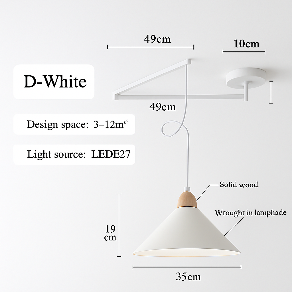 lustre à bras long rotatif réglable moderne pliable et rétractable - vue 13 sur 22