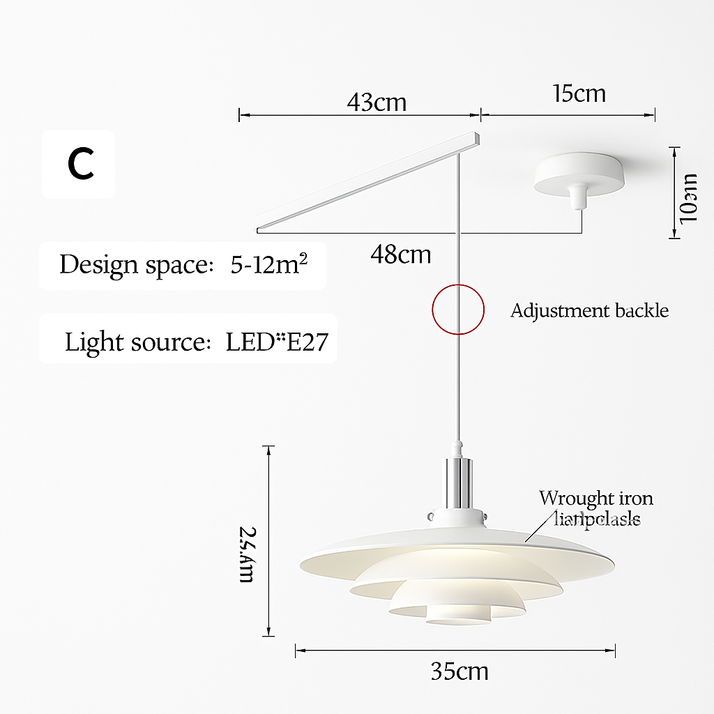 lustre à bras long rotatif réglable moderne pliable et rétractable - vue 14 sur 22