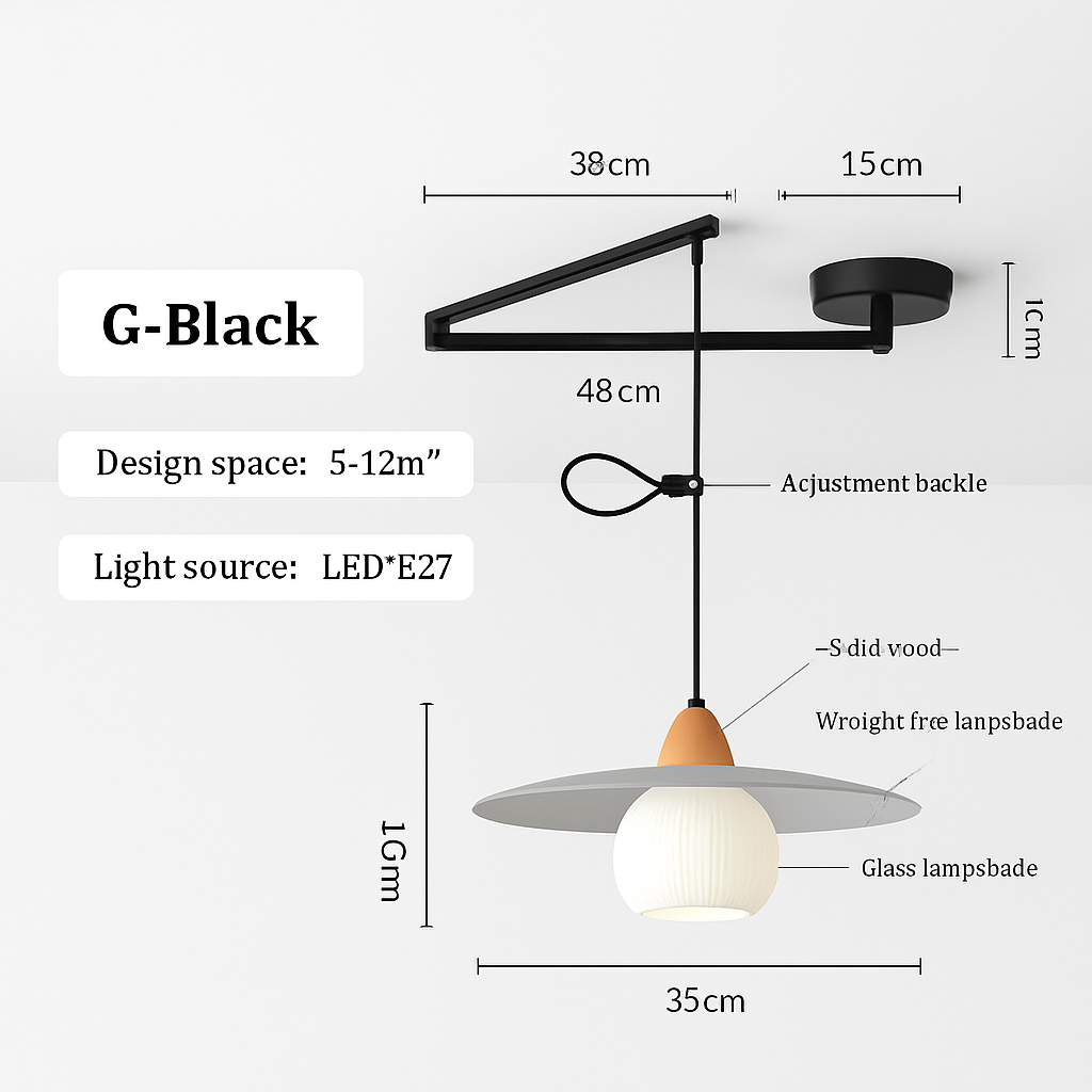 lustre à bras long rotatif réglable moderne pliable et rétractable - vue 20 sur 22