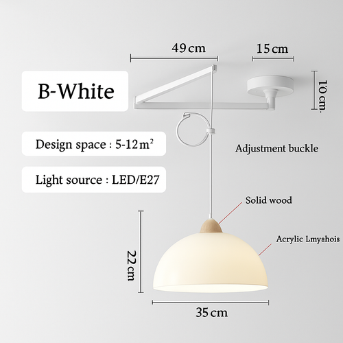 lustre à bras long rotatif réglable moderne pliable et rétractable - vue 9 sur 22
