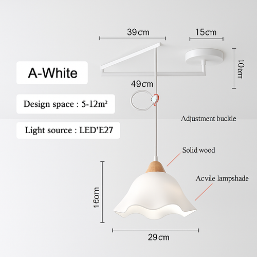 lustre à bras long rotatif réglable moderne pliable et rétractable