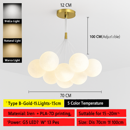 lustre bulle lumière pour salon chambre suspendues - vue 16 sur 24