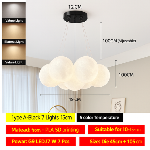 lustre bulle lumière pour salon chambre suspendues - vue 21 sur 24