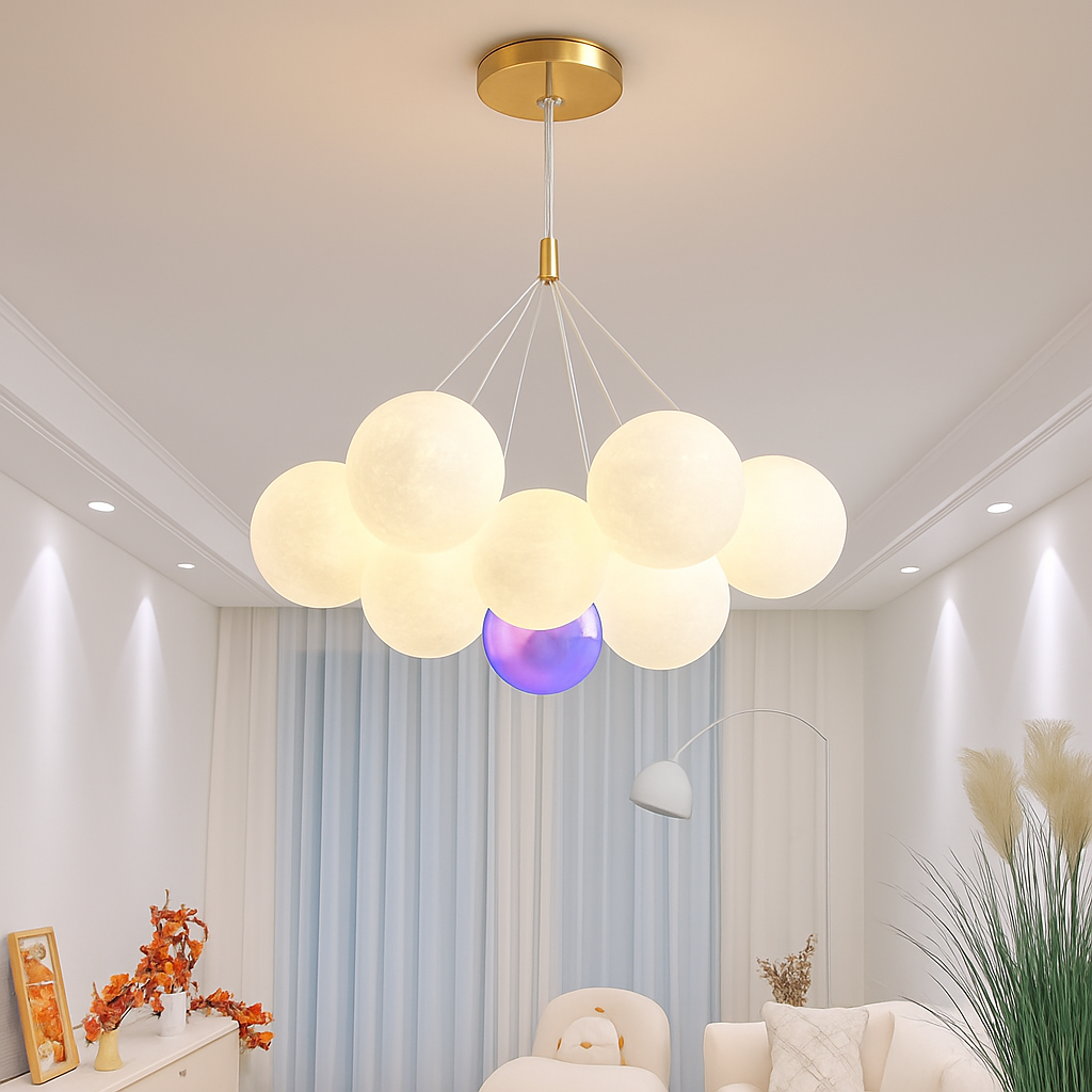 lustre bulle lumière pour salon chambre suspendues - vue 3 sur 24
