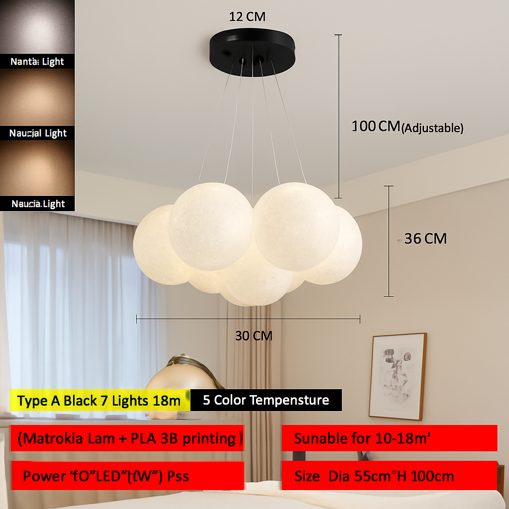 lustre bulle lumière pour salon chambre suspendues - vue 21 sur 24