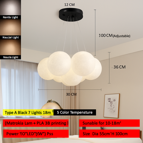 lustre bulle lumière pour salon chambre suspendues - vue 22 sur 24