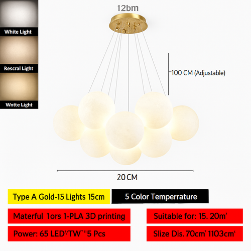 lustre bulle lumière pour salon chambre suspendues - vue 23 sur 24