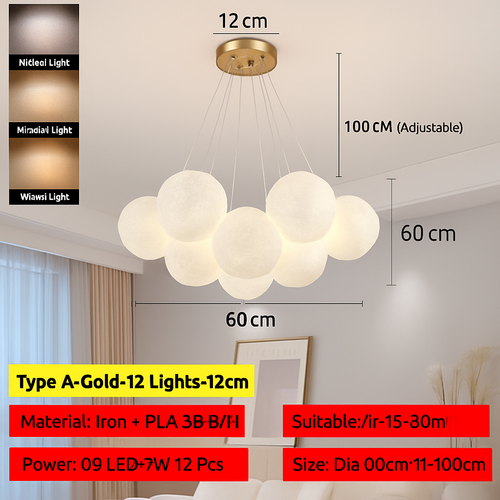 lustre bulle lumière pour salon chambre suspendues - vue 24 sur 24