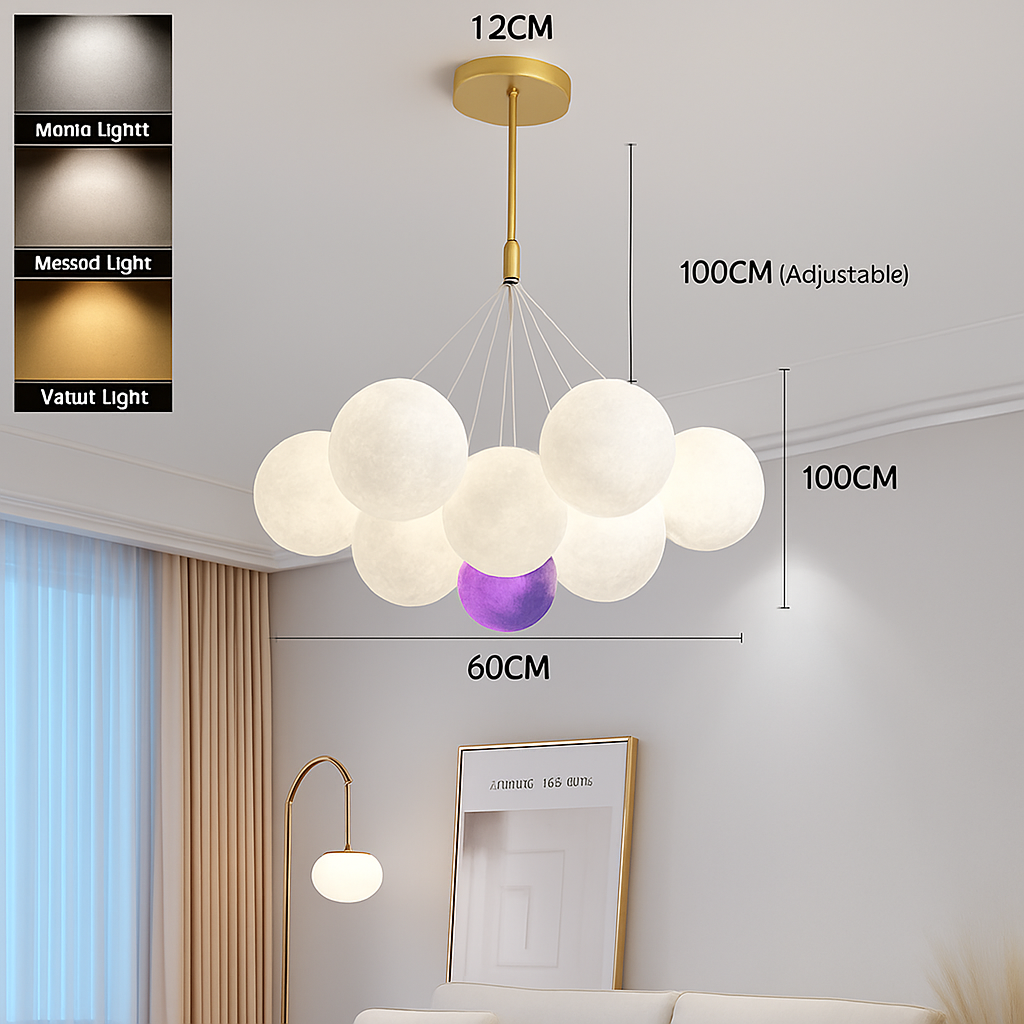 lustre bulle lumière pour salon chambre suspendues - vue 8 sur 24