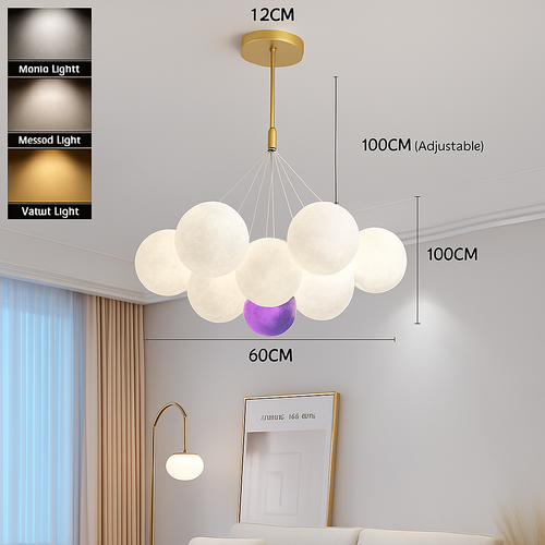 lustre bulle lumière pour salon chambre suspendues - vue 9 sur 24