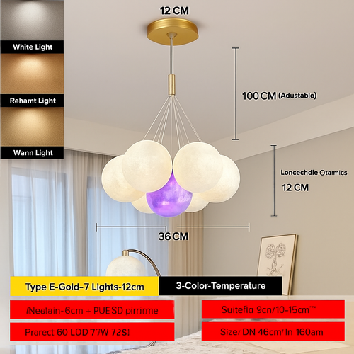 lustre bulle lumière pour salon chambre suspendues - vue 11 sur 24