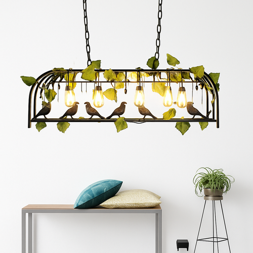 lustre cage à oiseaux style industriel rétro fer forgé décoratif - vue 2 sur 14