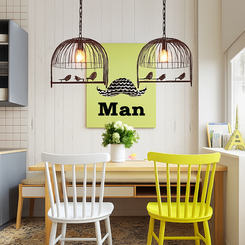 lustre cage à oiseaux style industriel rétro fer forgé décoratif - vue 3 sur 14