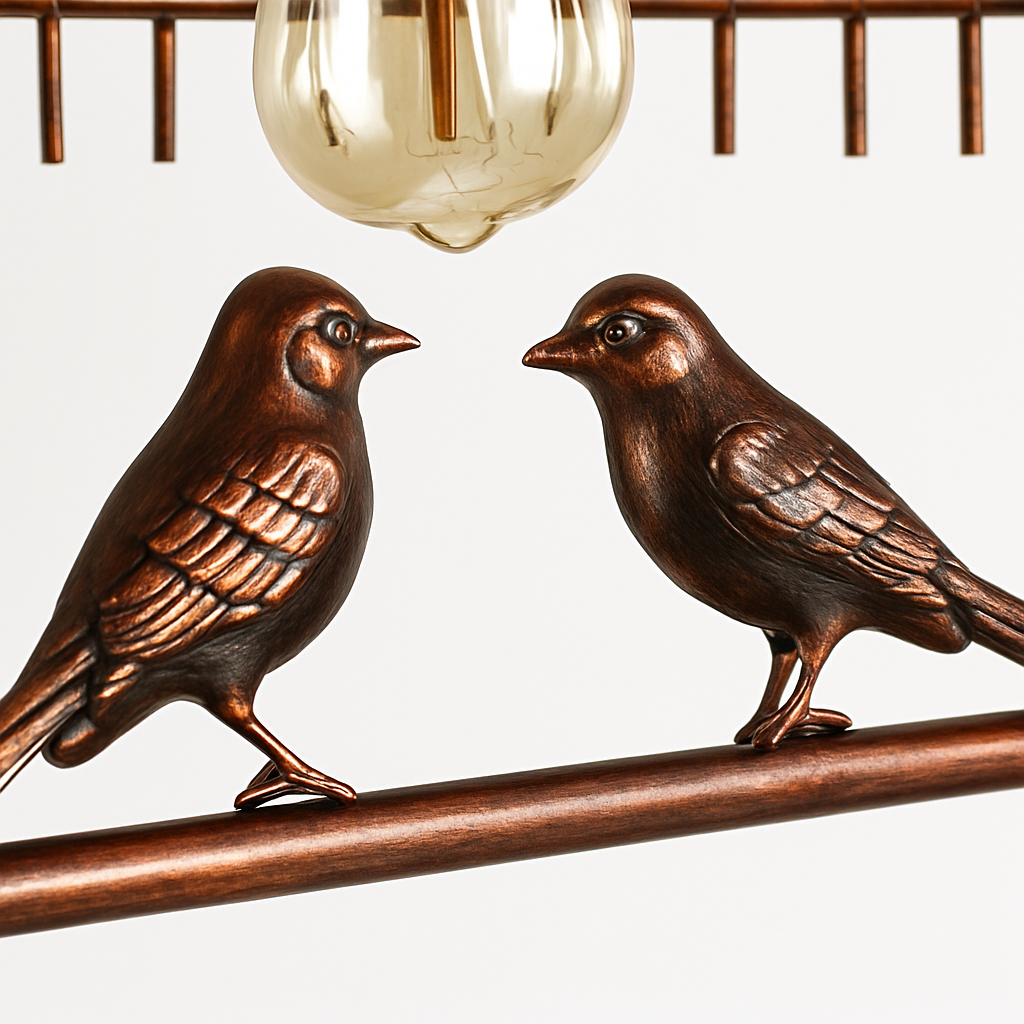 lustre cage à oiseaux style industriel rétro fer forgé décoratif - vue 4 sur 14