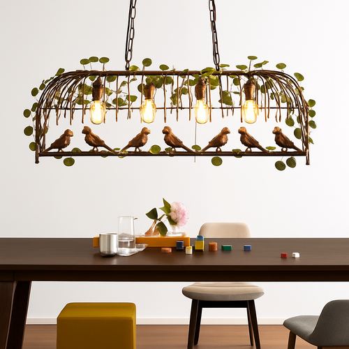 lustre cage à oiseaux style industriel rétro fer forgé décoratif - vue 6 sur 14