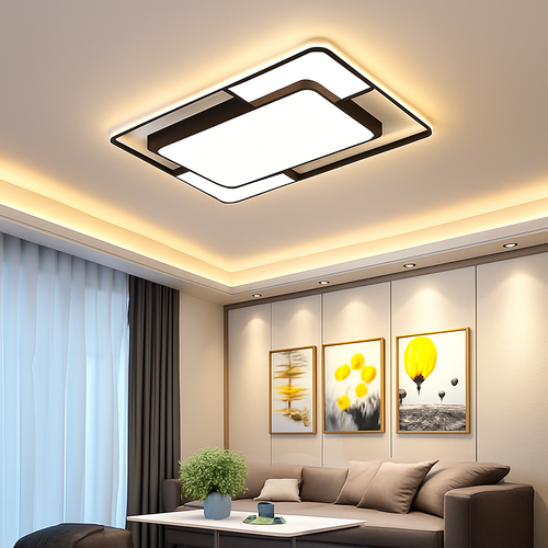 lustre carré moderne en fer avec leds pour éclairage intérieur - vue 2 sur 9