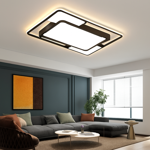 lustre carré moderne en fer avec leds pour éclairage intérieur - vue 3 sur 9