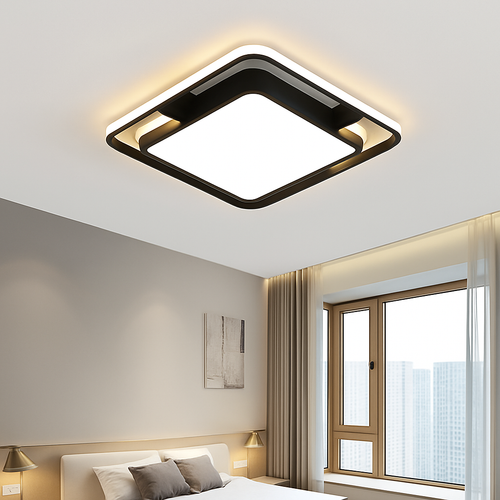 lustre carré moderne en fer avec leds pour éclairage intérieur - vue 5 sur 9