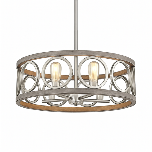 Lustre circulaire industriel américain ferme rétro fer Art Grain de bois pour Restaurant maison chambre plafonnier décor à la maison - vue 3 sur 8