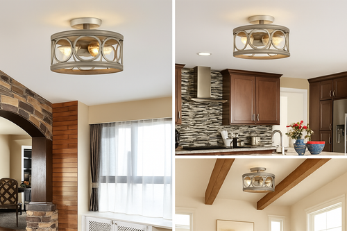 Lustre circulaire industriel américain ferme rétro fer Art Grain de bois pour Restaurant maison chambre plafonnier décor à la maison - vue 6 sur 8