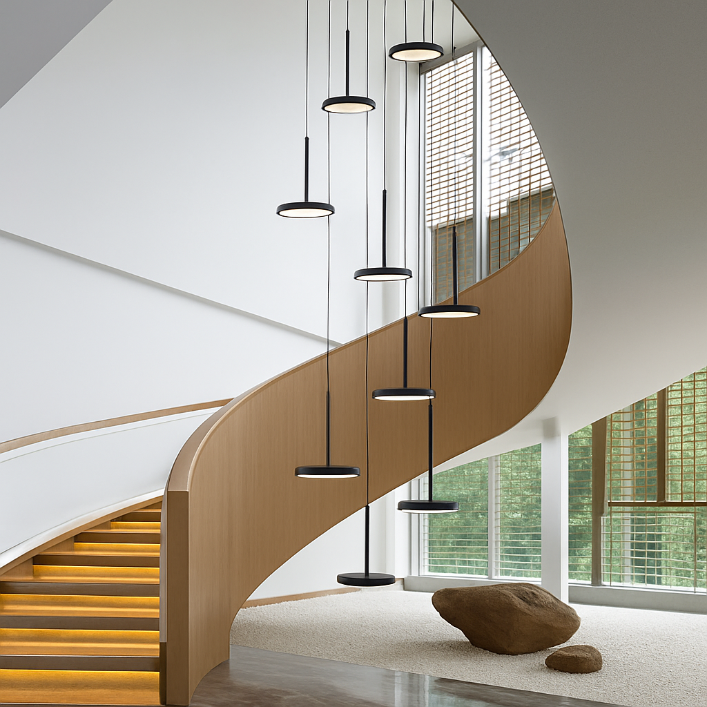 lustre circulaire led moderne nordique design suspendu - vue 2 sur 12