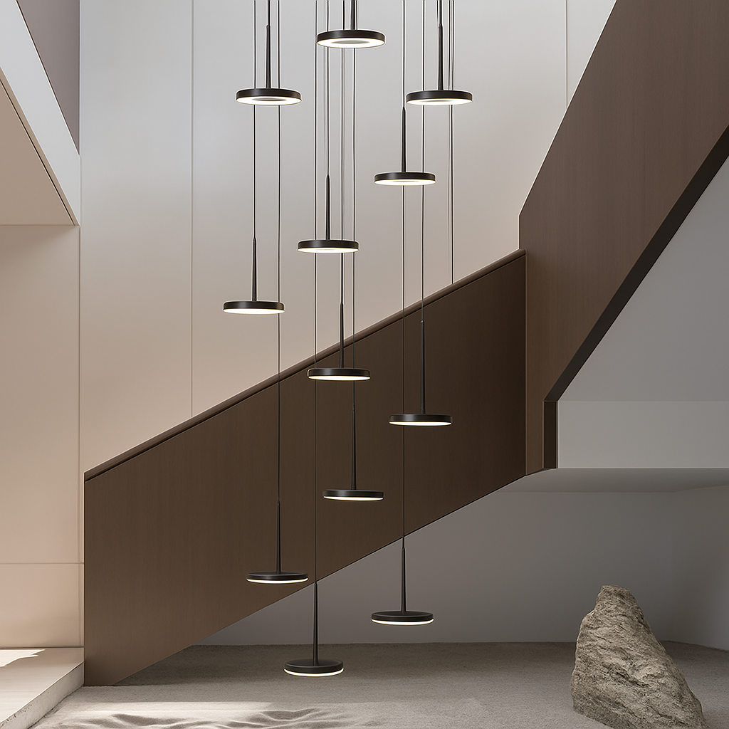 lustre circulaire led moderne nordique design suspendu - vue 4 sur 12