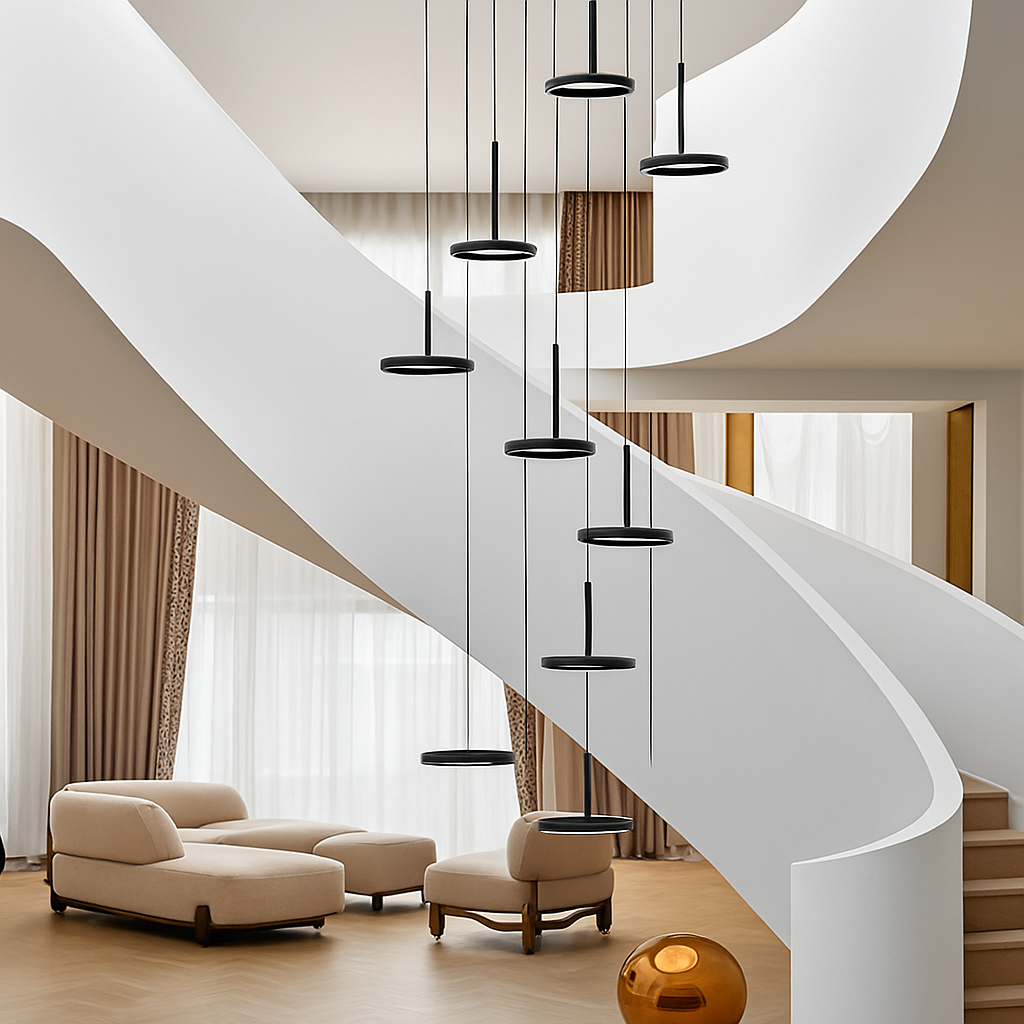 lustre circulaire led moderne nordique design suspendu - vue 5 sur 12