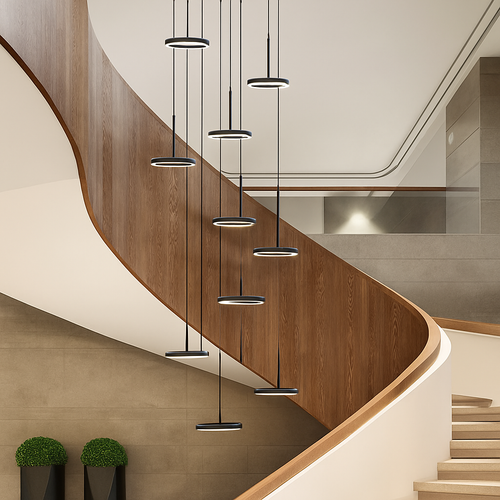 lustre circulaire led moderne nordique design suspendu - vue 7 sur 12
