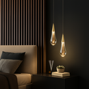 lustre créatif en cristal en forme de goutte d'eau dorée rotatif
