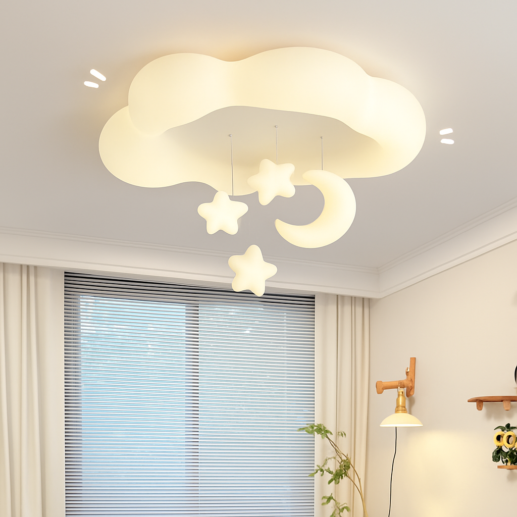 lustre créatif nuage blanc lune étoile pour enfants - vue 4 sur 10