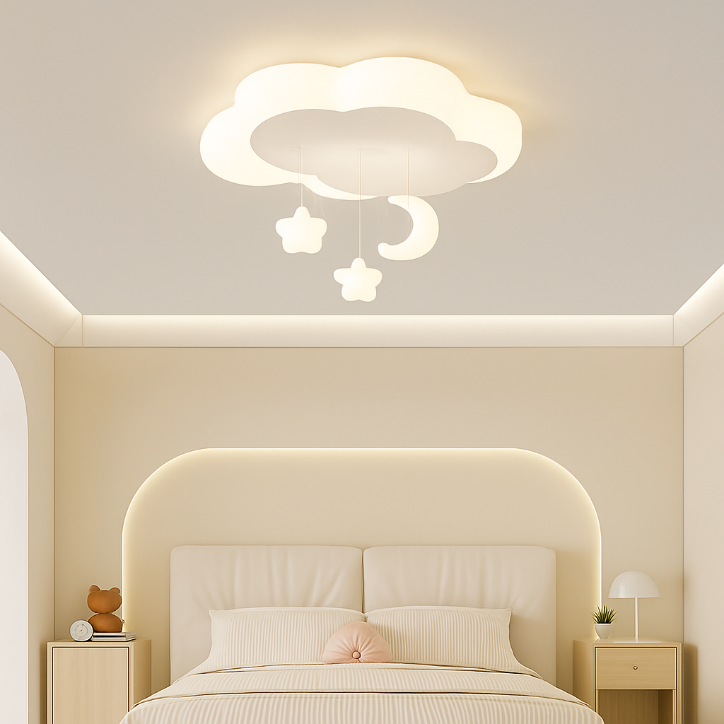 lustre créatif nuage blanc lune étoile pour enfants - vue 5 sur 10