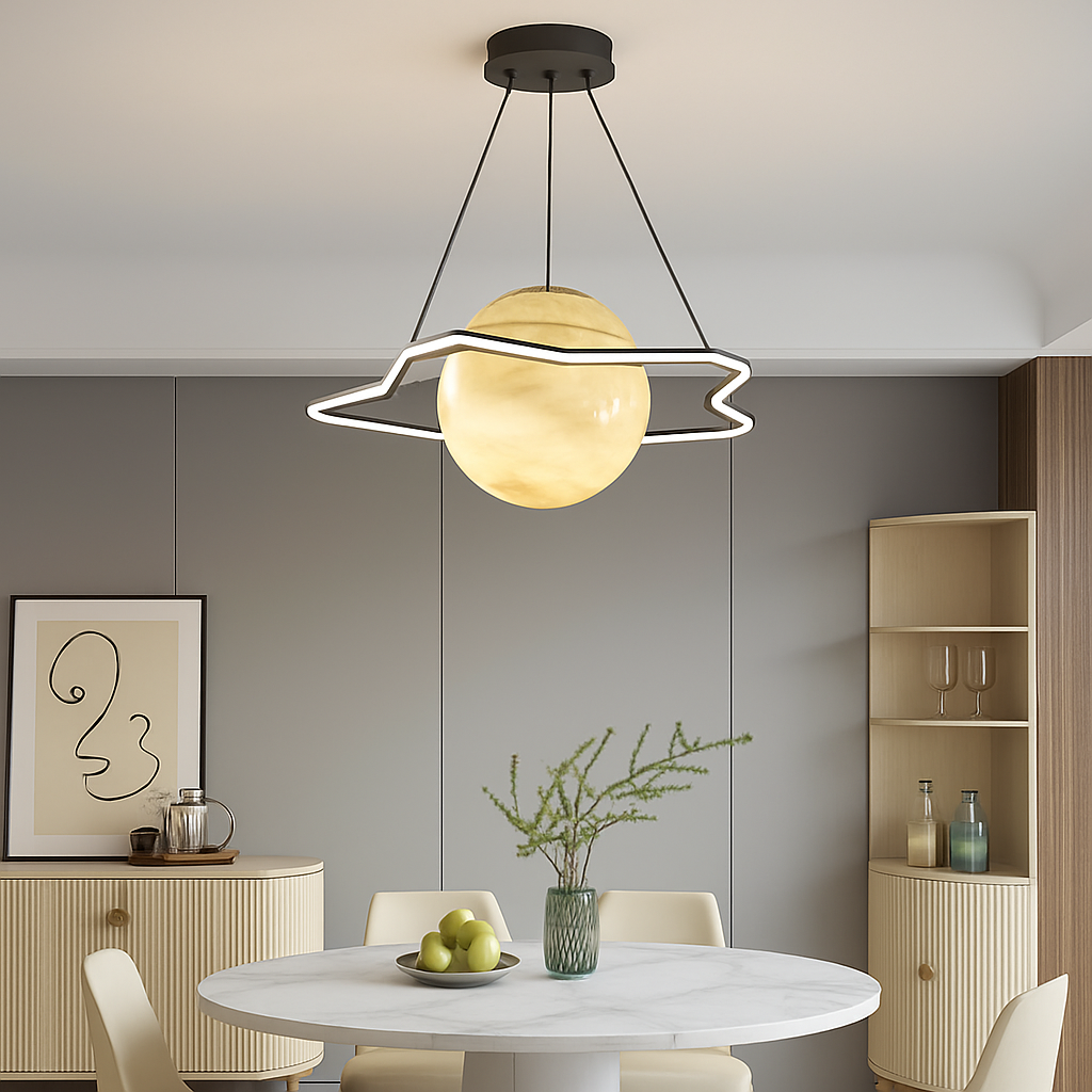lustre créatif pour chambre d'enfant motif planète et étoiles - vue 4 sur 16