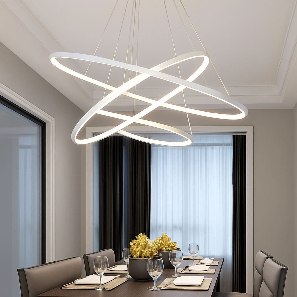 Lustre design anneaux suspendus à LED Deco - vue 3 sur 8