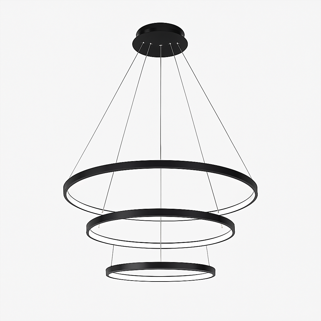 Lustre design anneaux suspendus à LED Deco - vue 7 sur 8