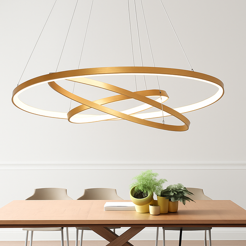 Lustre design avec anneaux imbriquées suspendus à LED - vue 2 sur 5