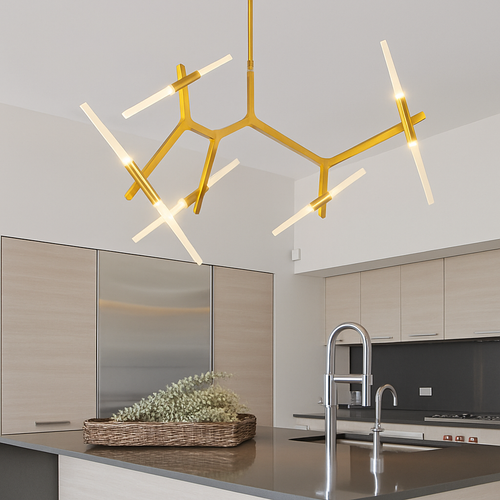 Lustre design avec branches en tube Arts - vue 3 sur 11