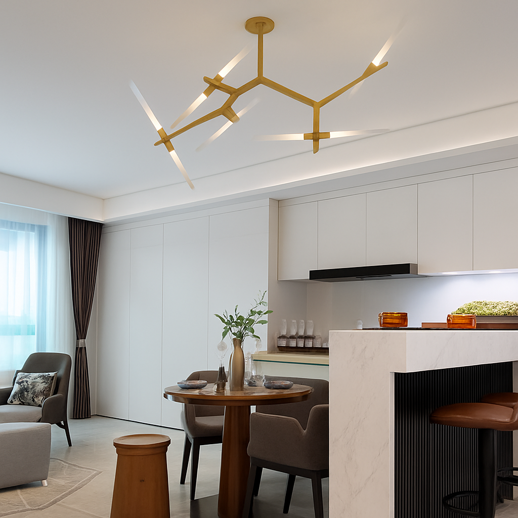 Lustre design avec branches en tube Arts - vue 4 sur 11
