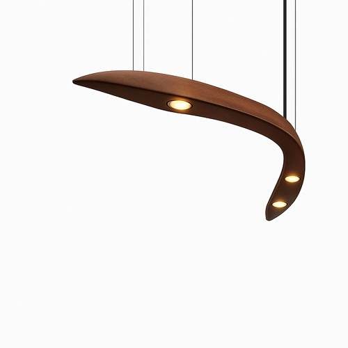 Lustre design branches arrondies en bois et LED Villa - vue 2 sur 5