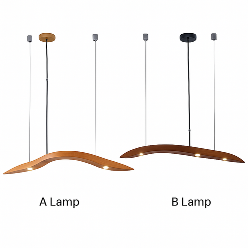 Lustre design branches arrondies en bois et LED Villa - vue 5 sur 5