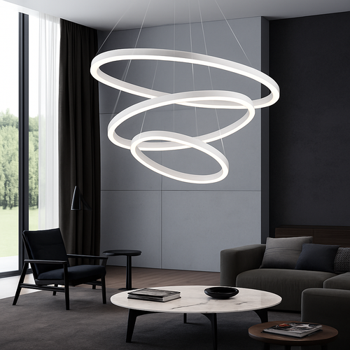 Lustre design cercles entrelacés (noir ou blanc) - vue 2 sur 9