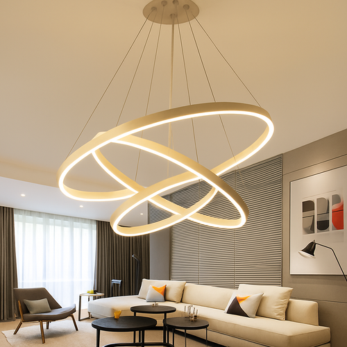 Lustre design cercles entrelacés (noir ou blanc) - vue 3 sur 9