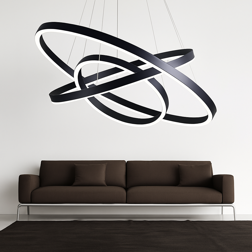 Lustre design cercles entrelacés (noir ou blanc) - vue 6 sur 9