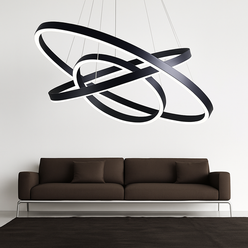 Lustre design cercles entrelacés (noir ou blanc) - vue 6 sur 9