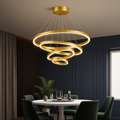 Lustre design cercles entrelacés (noir ou blanc) - vue 7 sur 9