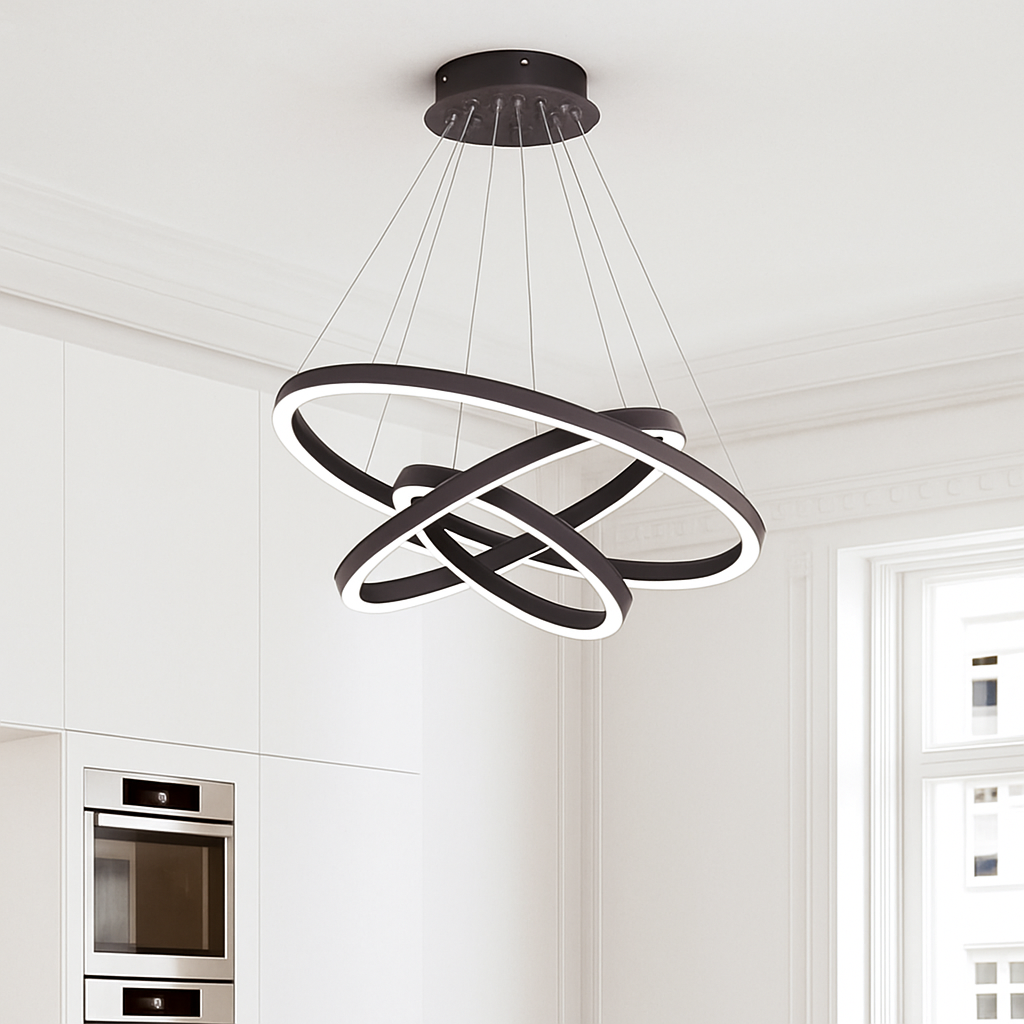 Lustre design cercles entrelacés (noir ou blanc) - vue 9 sur 9