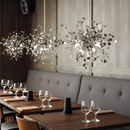 Lustre design chromé arbre à feuilles rondes