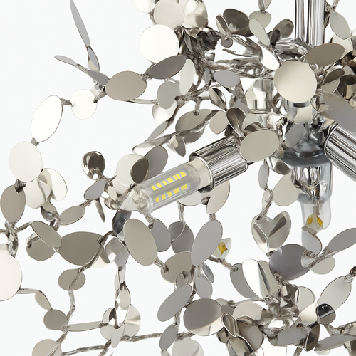 Lustre design chromé arbre à feuilles rondes - vue 7 sur 9