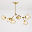 Lustre design doré avec boules de verre Lindsey