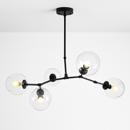 Lustre design doré avec boules de verre Lindsey - vue 4 sur 7